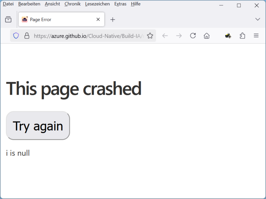Azure Web Error Haiku (of the day)